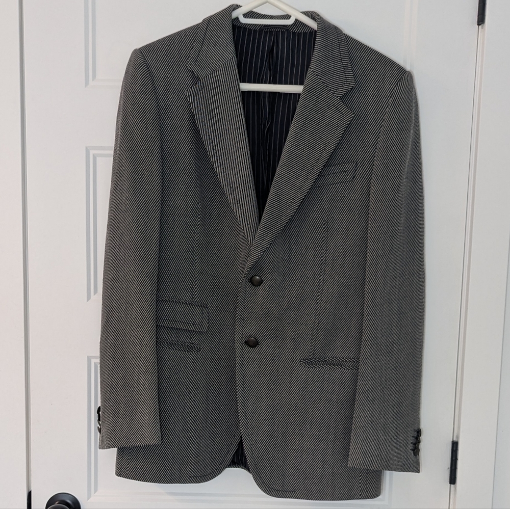 Vintage Hugo Boss Wool Blazer Herringbone Sport Coat Men's Size 50 / 40R